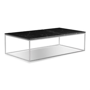 mobital onix modern rectangular coffee table in black marble and steel base