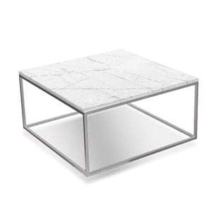 Mobital Onix 30&quot Modern Square Coffee Table in White Marble and Steel Base
