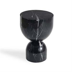 Mobital Apothecary 17&quot Modern Tall End Table in Genuine Black Marble