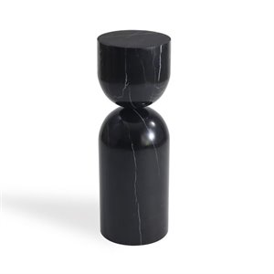 Mobital Apothecary 23&quot Modern Tall End Table in Genuine Black Marble