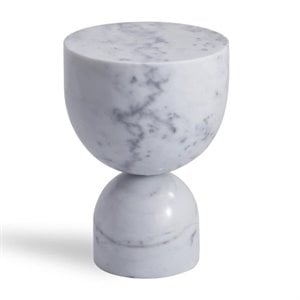 Mobital Apothecary 17&quot Modern Tall End Table in Genuine White Marble