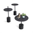 Mobital Circulo Modern End Table with Steel Black Top and Black Marble Base