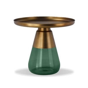Mobital Duverre Modern End Table with Antique Brass and Green Glass Base