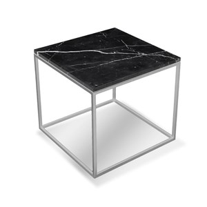 Mobital Onix 19&quot Square End Table in Black Nero Marquina Marble and Steel Base