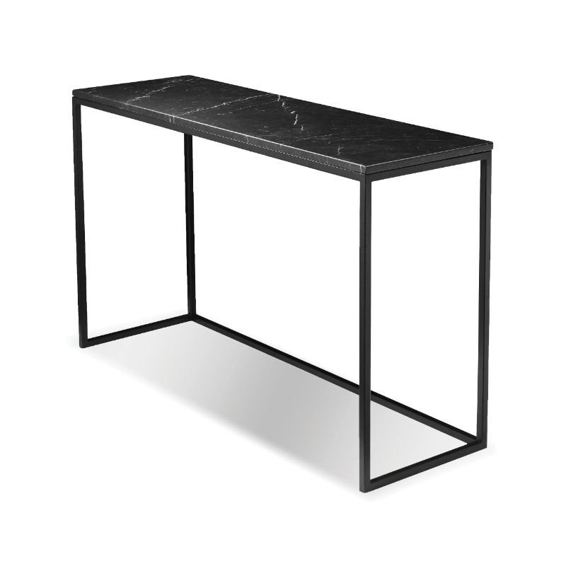 Mobital Onix Modern Sofa Table in Black Marble and Black Steel Frame