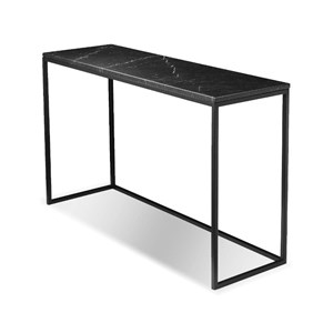 Mobital Onix Modern Sofa Table in Black Marble and Black Steel Frame