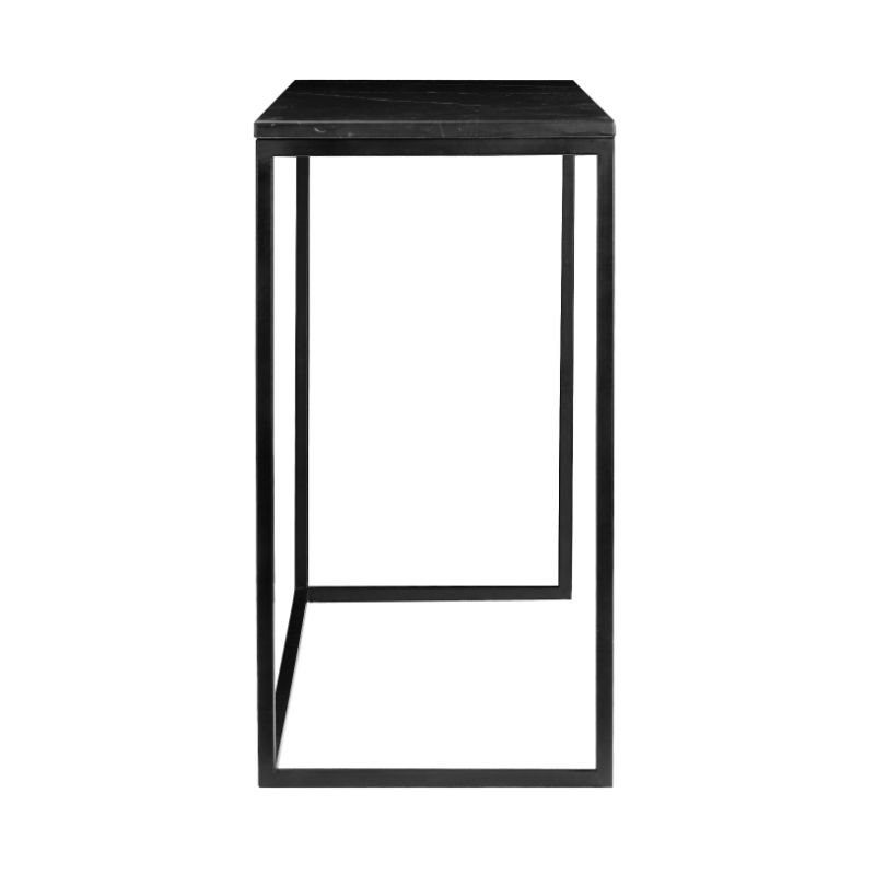 Mobital Onix Modern Sofa Table in Black Marble and Black Steel Frame