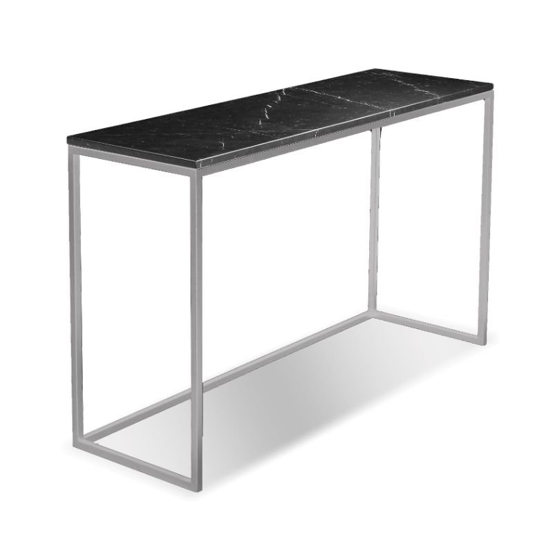 Mobital Onix Modern Sofa Table in Black Nero Marquina Marble and Steel Base