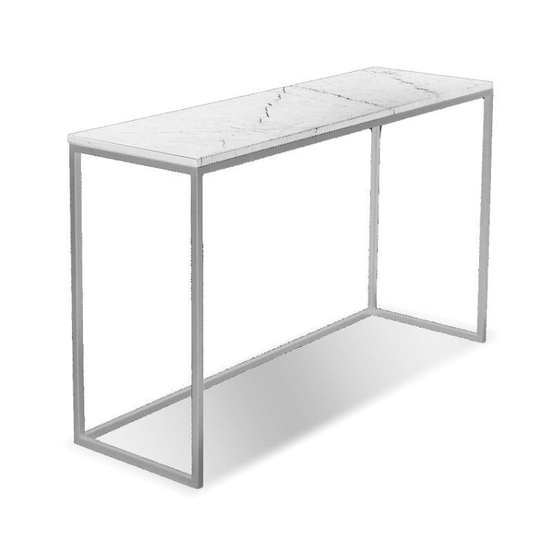 Mobital Modern Onix Sofa Table in White Marble and Brushed Steel Base