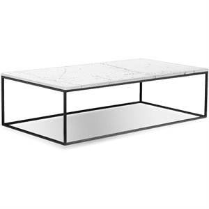 mobital onix modern rectangular coffee table in white marble with steel frame