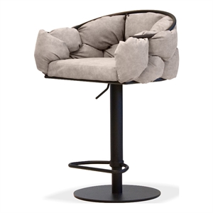 Mobital Puffer 23-33&quot Modern Metal and Foam Bar Stool in Concrete Gray