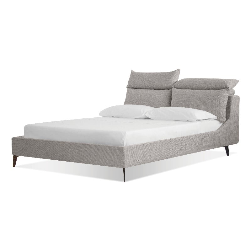 Mobital Chillout Modern Wood and Fabric King Bed in Stone Finish