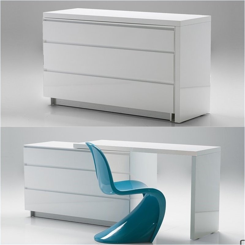 Mobital Savvy 3 Drawer Extension Dresser in White DRESAVVWHIT