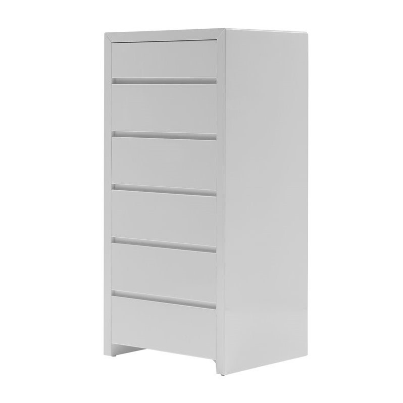 Mobital Blanche 6 Drawer Lingerie Chest In High Gloss White Ch6