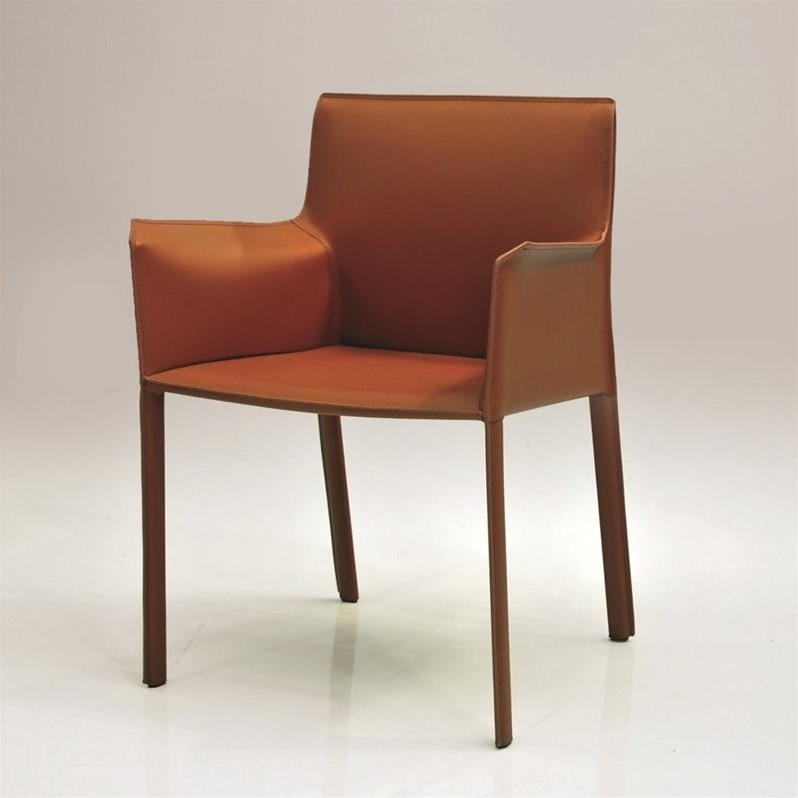 Mobital Fleur Leather Dining Arm Chair, Caramel Leather Dining Chairs