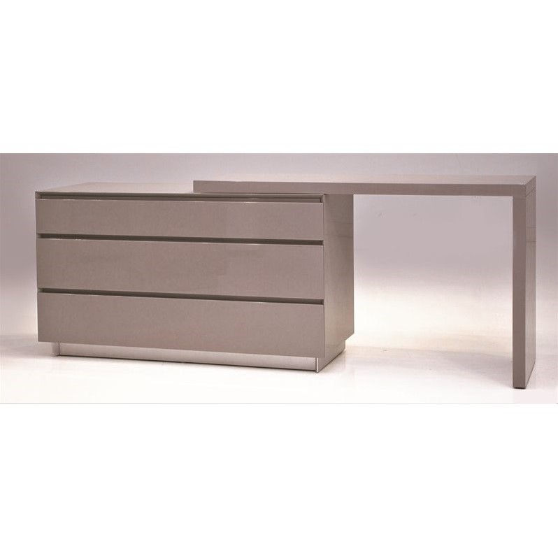 Mobital Savvy 3 Drawer Extension Dresser in High Gloss Gray