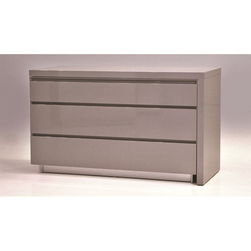 Mobital Savvy 3 Drawer Extension Dresser in High Gloss Gray