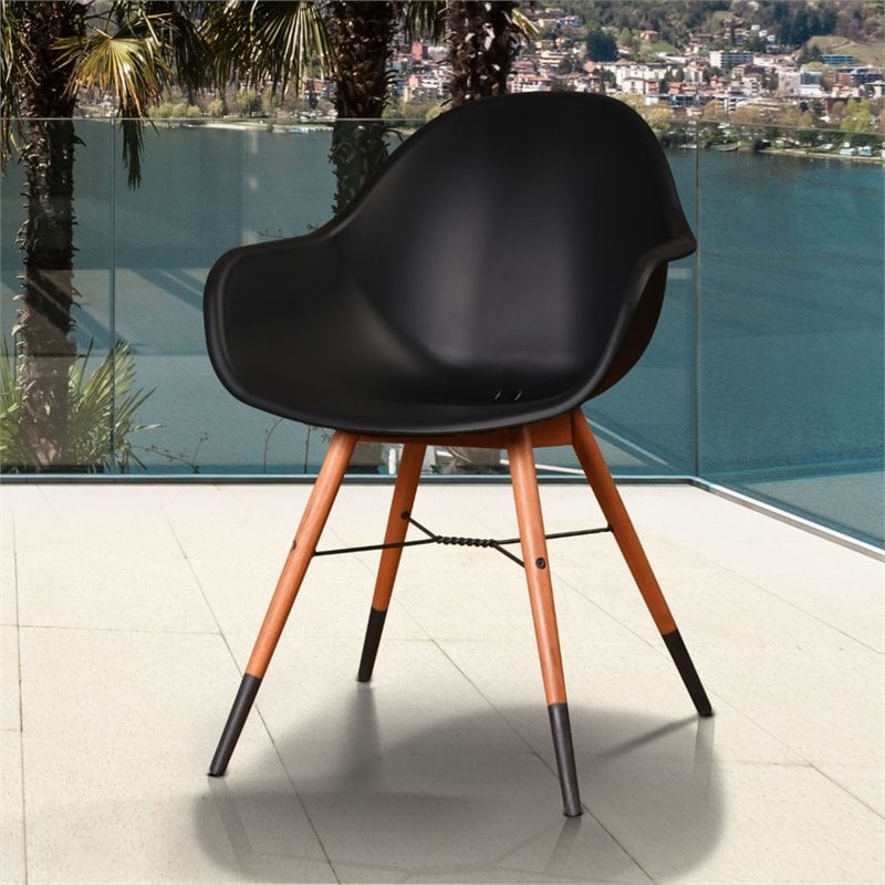 International Home Amazonia Charlotte Deluxe Patio Armchair in Black (Set of 4)