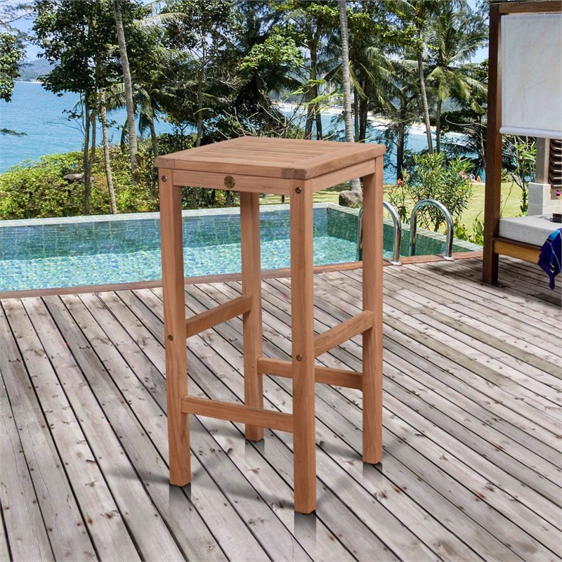 International Home Amazonia Teak Coventry Patio Bar Stool in Natural