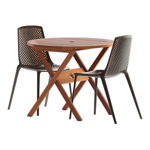 international home miami corp amazonia 3-piece resin patio dining set in brown