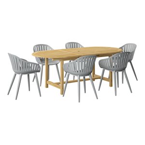 international home miami corp amazonia 7-piece oval dining set in brown/gray