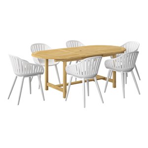 international home miami corp amazonia 7-piece oval dining set in brown/white