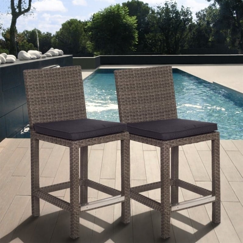 Monza Square 5 pc Patio Bar Set in Grey with Grey Cushions - PLI MONZA5 ...