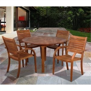 international home arizona 5 piece wood patio dining set in eucalyptus