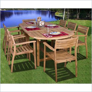 international home amazonia 9 piece wood patio dining set in teak