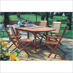 international home amazonia 7 piece wood patio dining set in brown