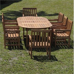 international home amazonia 9 piece wood patio dining set in brown