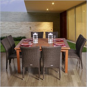 international home amazonia 9 piece wood patio dining set in brown