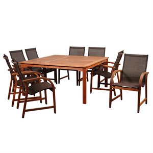 international home amazonia 9 piece square patio dining set in brown