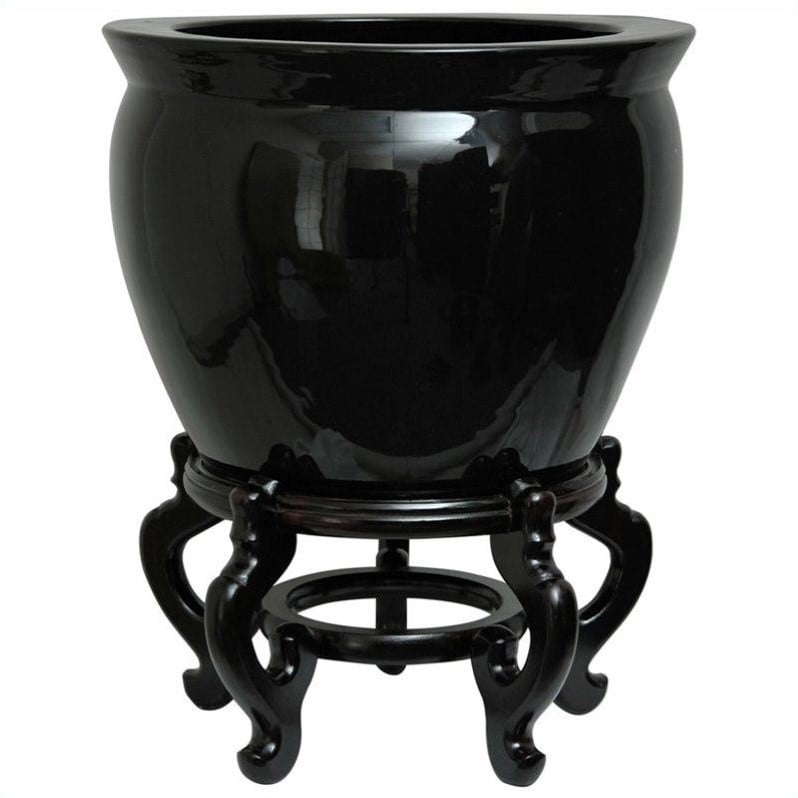 Oriental Furniture 16" Fishbowl in Black   BW 16FISH BLK