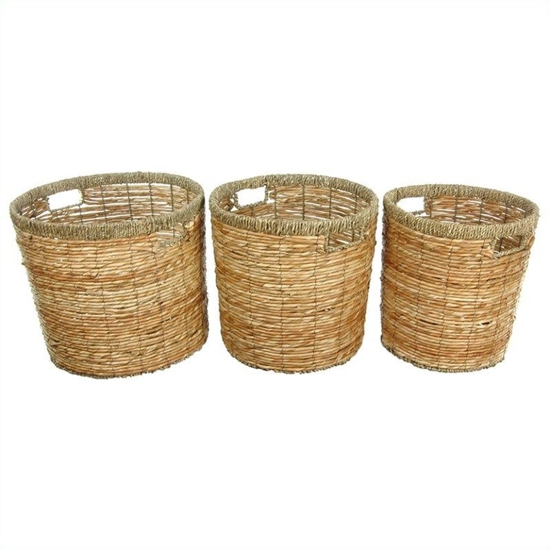 Oriental Furniture Round Waste Bin in Natural (Set of 3)   WV 1357