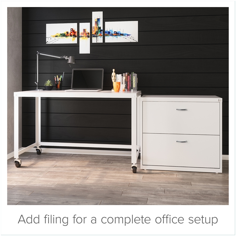 Hirsh Ready-to-assemble 48-inch Wide Mobile Metal Desk White