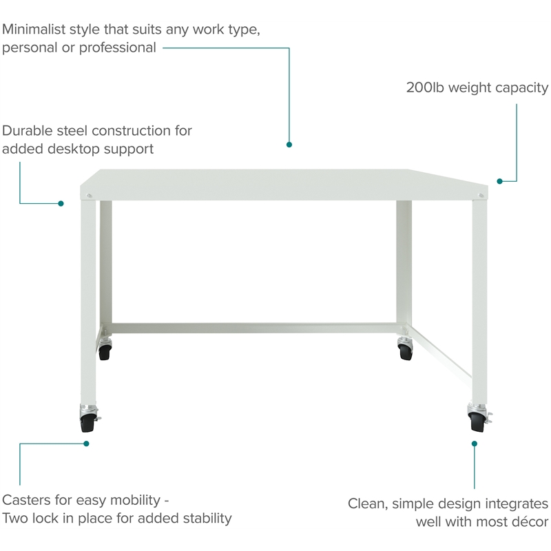 Hirsh Ready-to-assemble 48-inch Wide Mobile Metal Desk White
