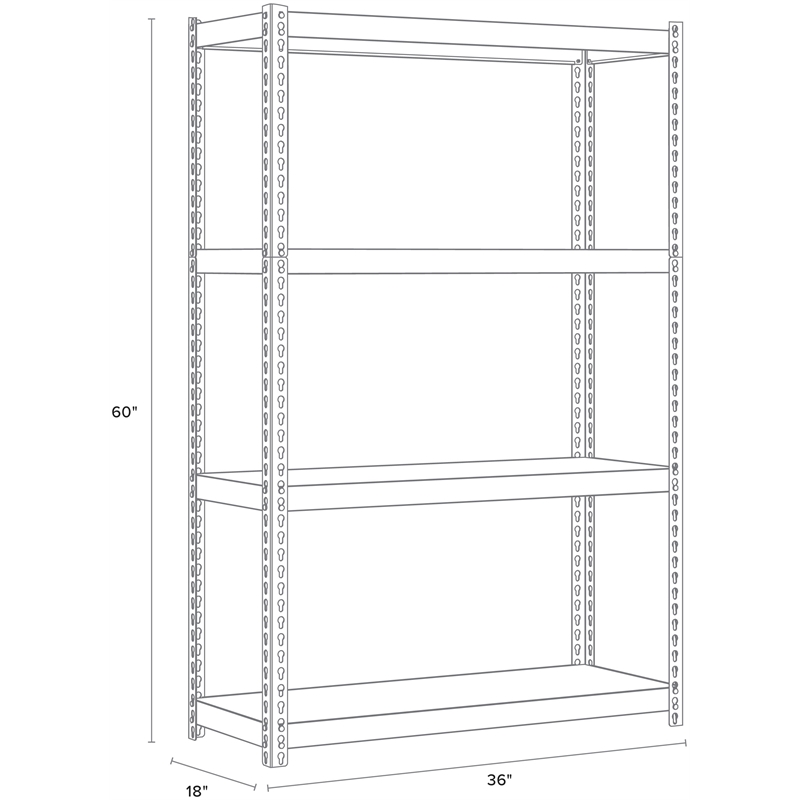 Iron Horse 2300 Riveted Metal Shelving 4-Shelf Unit 18D x 36W x 60H Black