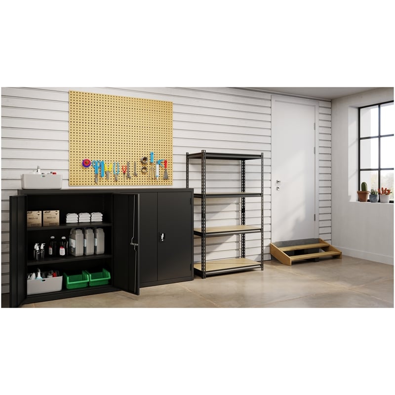 Iron Horse 2300 Riveted Metal Shelving 4-Shelf Unit 18D x 36W x 60H Black