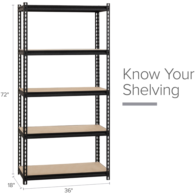 Iron Horse 2300 Riveted Metal Shelving 5-Shelf Unit 18D x 36W x 72H Black