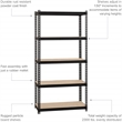 Iron Horse 2300 Riveted Metal Shelving 5-Shelf Unit 18D x 36W x 72H Black
