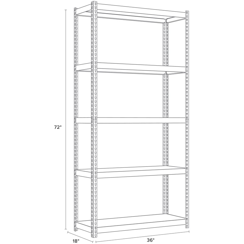Iron Horse 2300 Riveted Metal Shelving 5-Shelf Unit 18D x 36W x 72H Black