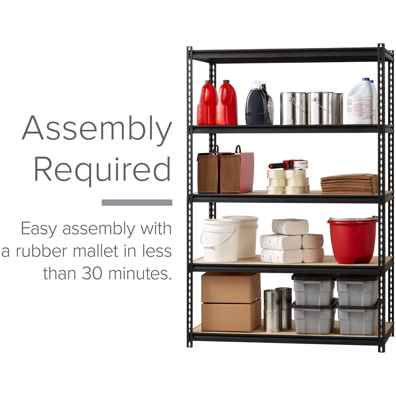 Iron Horse 2300 Riveted Metal Shelving 5-Shelf Unit 24D x 48W x 72H Black