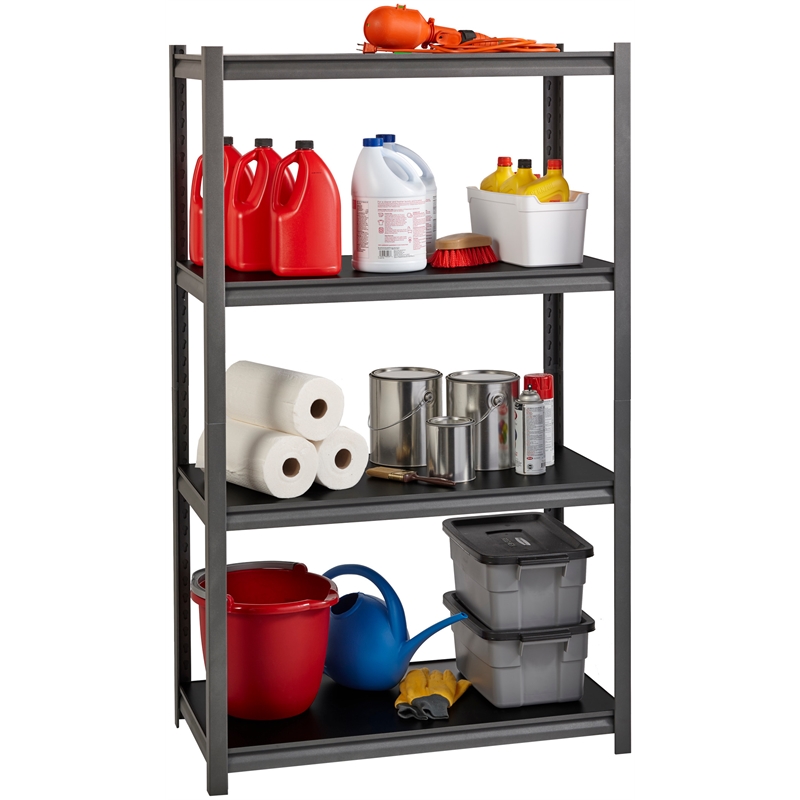 Hirsh 3200 Riveted Metal Shelving 4-Shelf Unit 18Dx36Wx60H Gunmetal Gray/Black