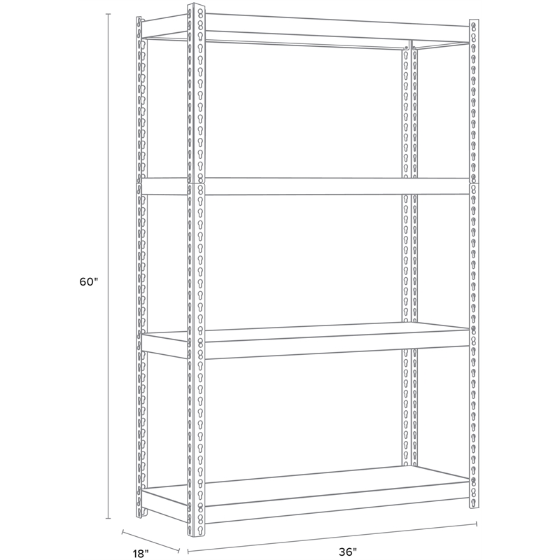 Hirsh 3200 Riveted Metal Shelving 4-Shelf Unit 18Dx36Wx60H Gunmetal Gray/Black