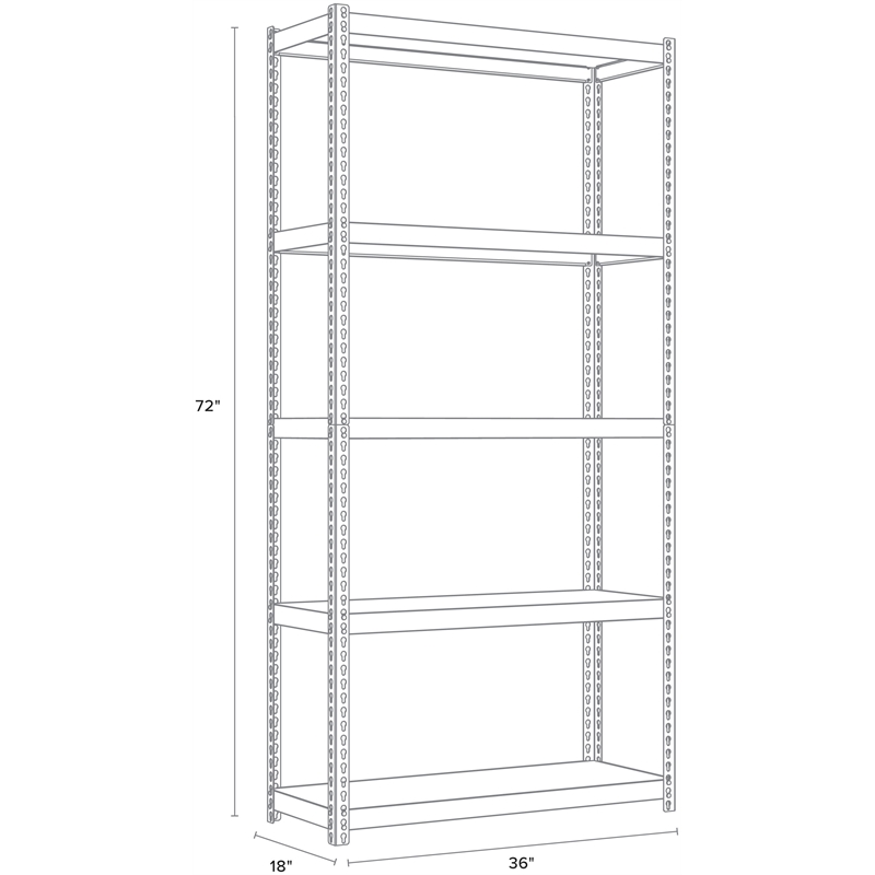 Hirsh 3200 Riveted Metal Shelving 5-Shelf Unit 18Dx36Wx72H Gunmetal Gray/Black