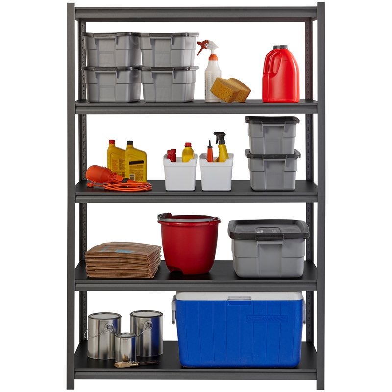 Hirsh 3200 Riveted Metal Shelving 5-Shelf 24Dx48Wx72H Gunmetal Gray/Black