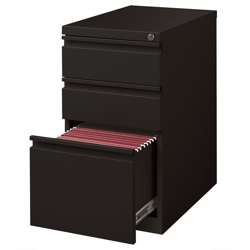 Hirsh 23-in Deep Mobile Metal Pedestal 3-Drawer Box/Box/File Black