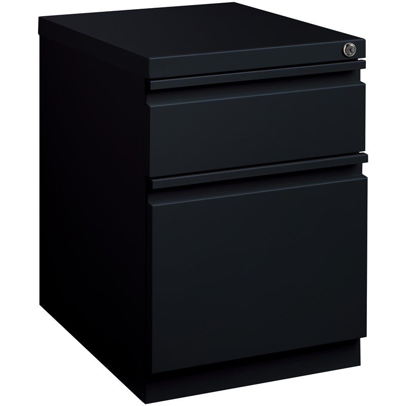 Hirsh 20-in Deep Mobile Pedestal File 2-Drawer Box/File Full Width Pull Black