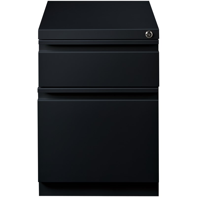 Hirsh 20-in Deep Mobile Pedestal File 2-Drawer Box/File Full Width Pull Black